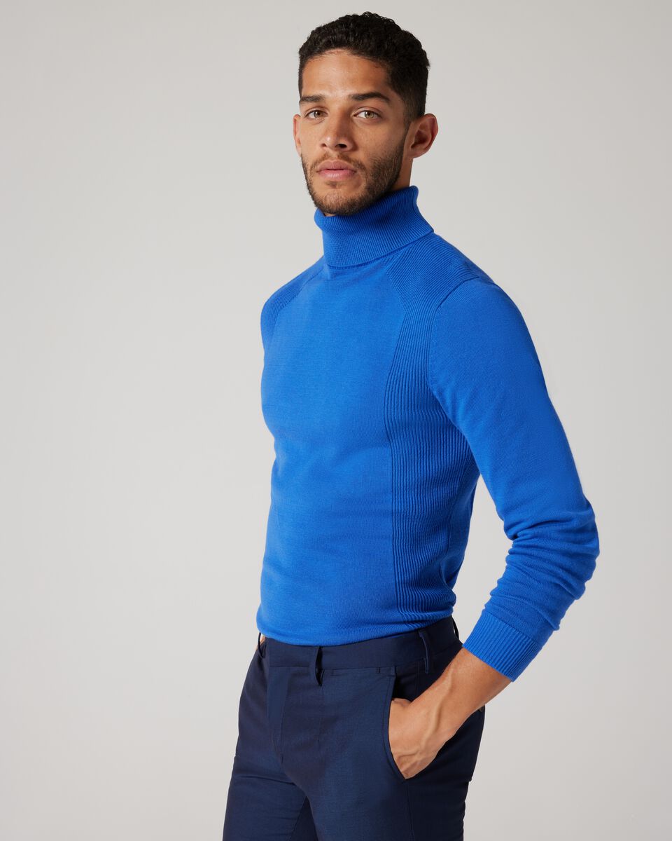 Roll Neck Knit With Rib Detail 